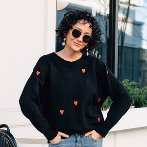 Heart embroidered sweater